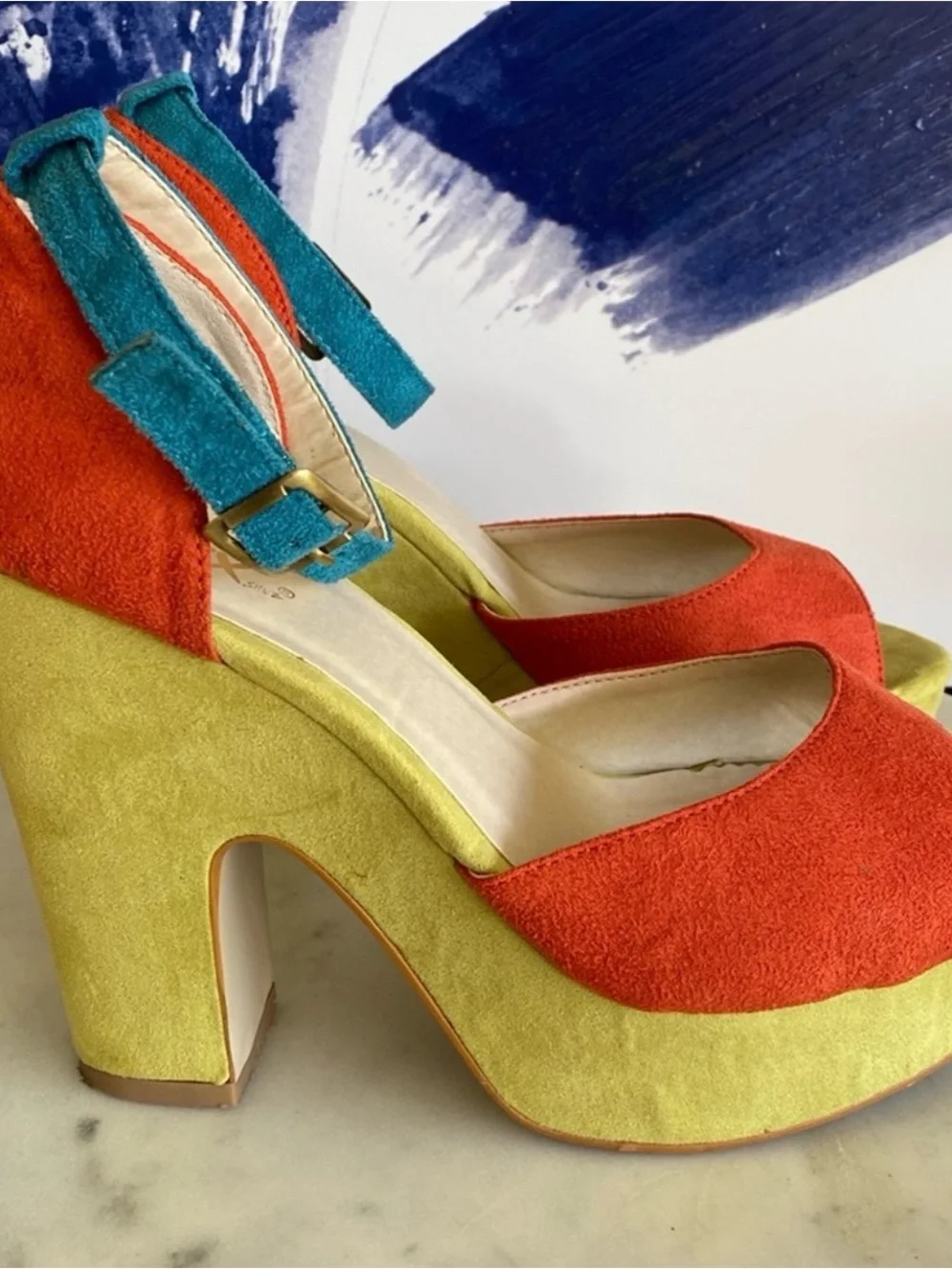 Mixx Shuz Color Block platform heels